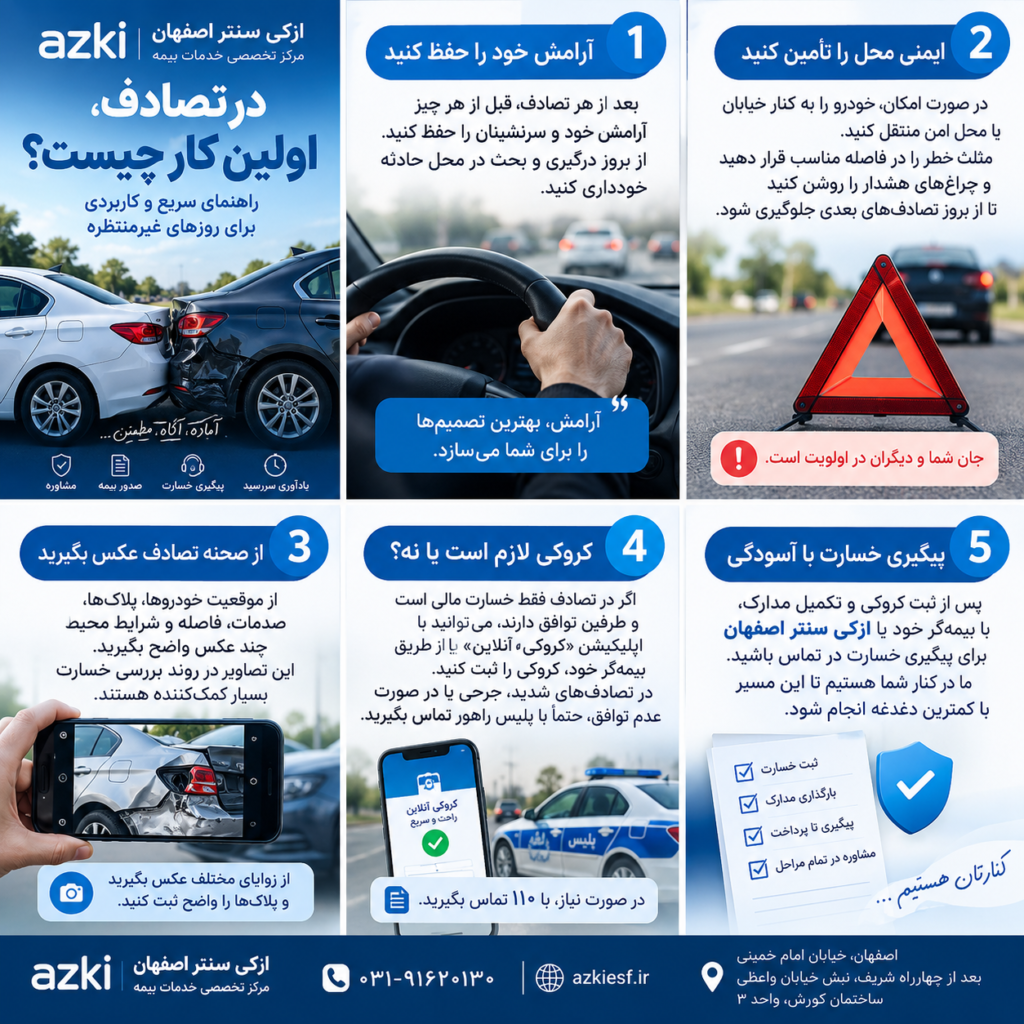 در تصادف، اولین کار چیست؟